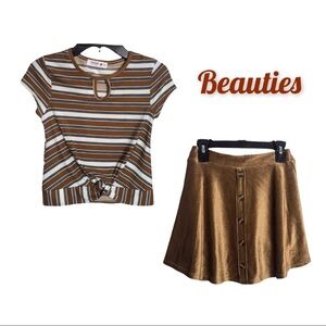 NWT Beautees Girls 2Pc Top & Skirt Set